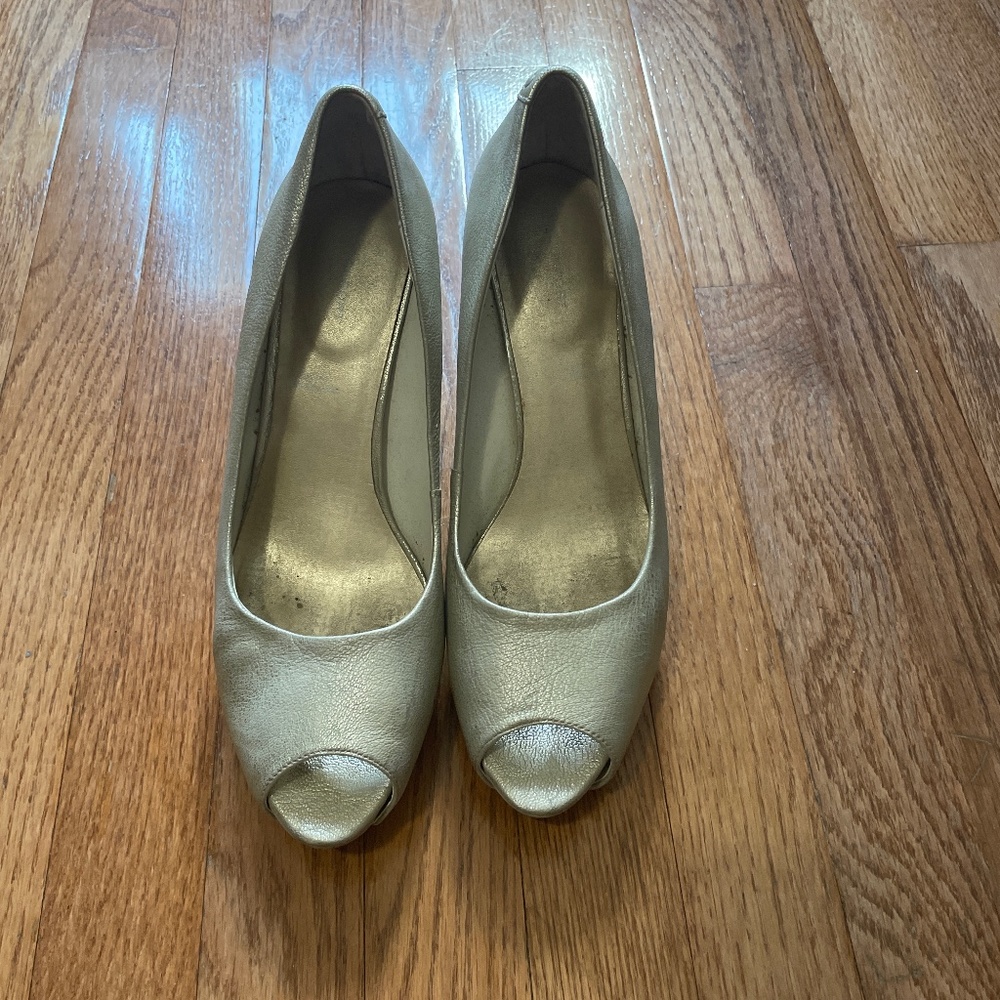 Light gold open toe heels